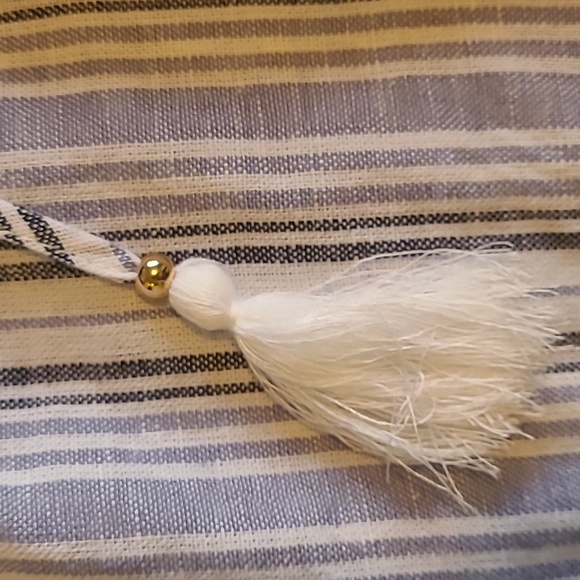 Ellen Tracy Blue & White Stripe Linen Blend Lightweight Summer Wide Leg Pants - Picture 4 of 13